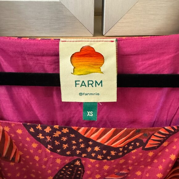 Farm Rio Tiered Pink Wild Bananas Midi Dress  Size XS - Picture 6 of 9